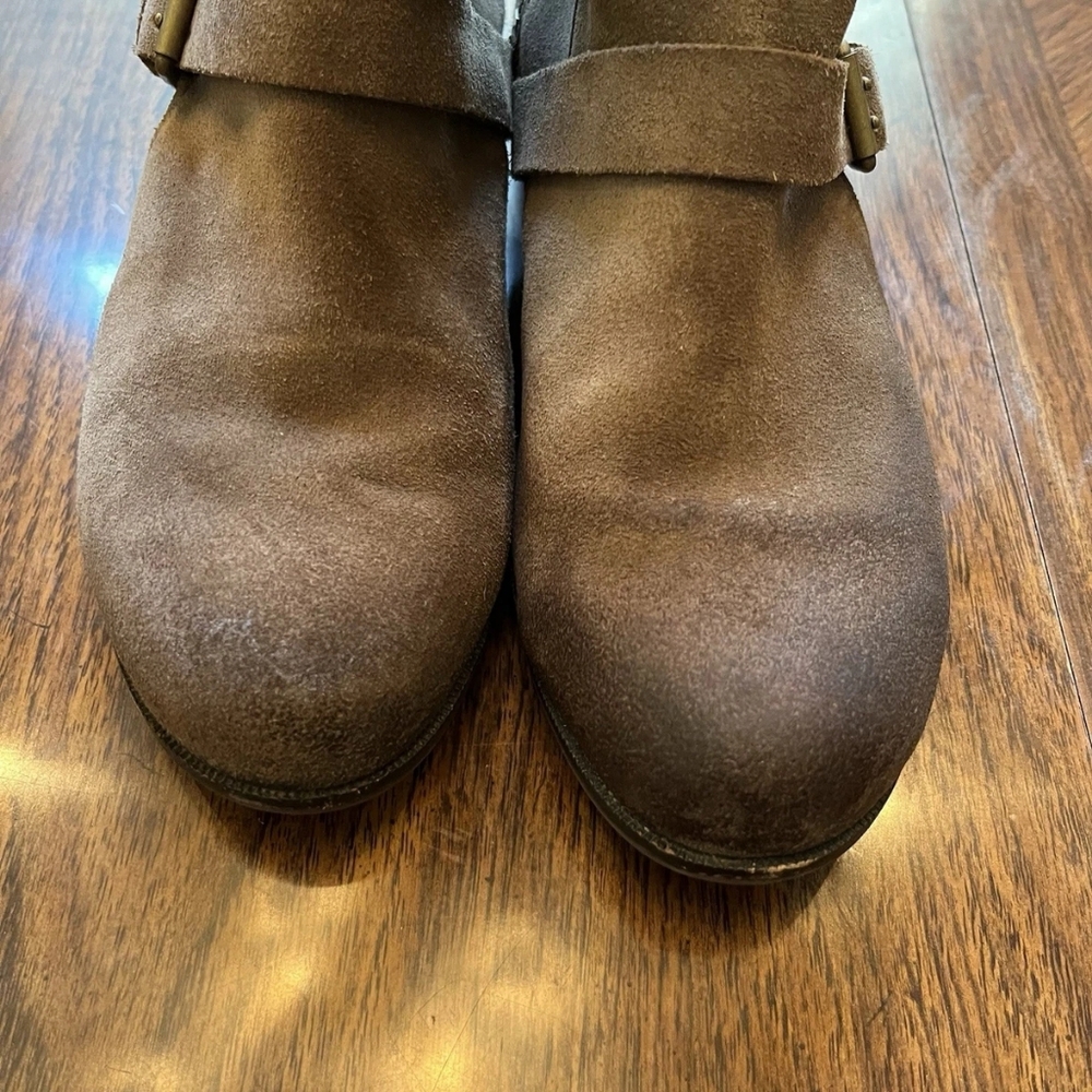 UGG Australia Cydnee Tall Brown Heel Authentic Suede Leather Riding Boots Knee 8 - Picture 4 of 10